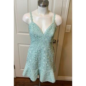 Alice + Olivia Rapunzel Venus Blue Floral Lace Flounce Mini Dress, Size 4, NWT!